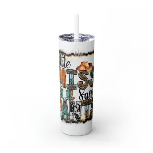 Skinny Tumbler with Straw, 20oz, Sunflowers, Western, Quote, Little Miss Sassy Pants