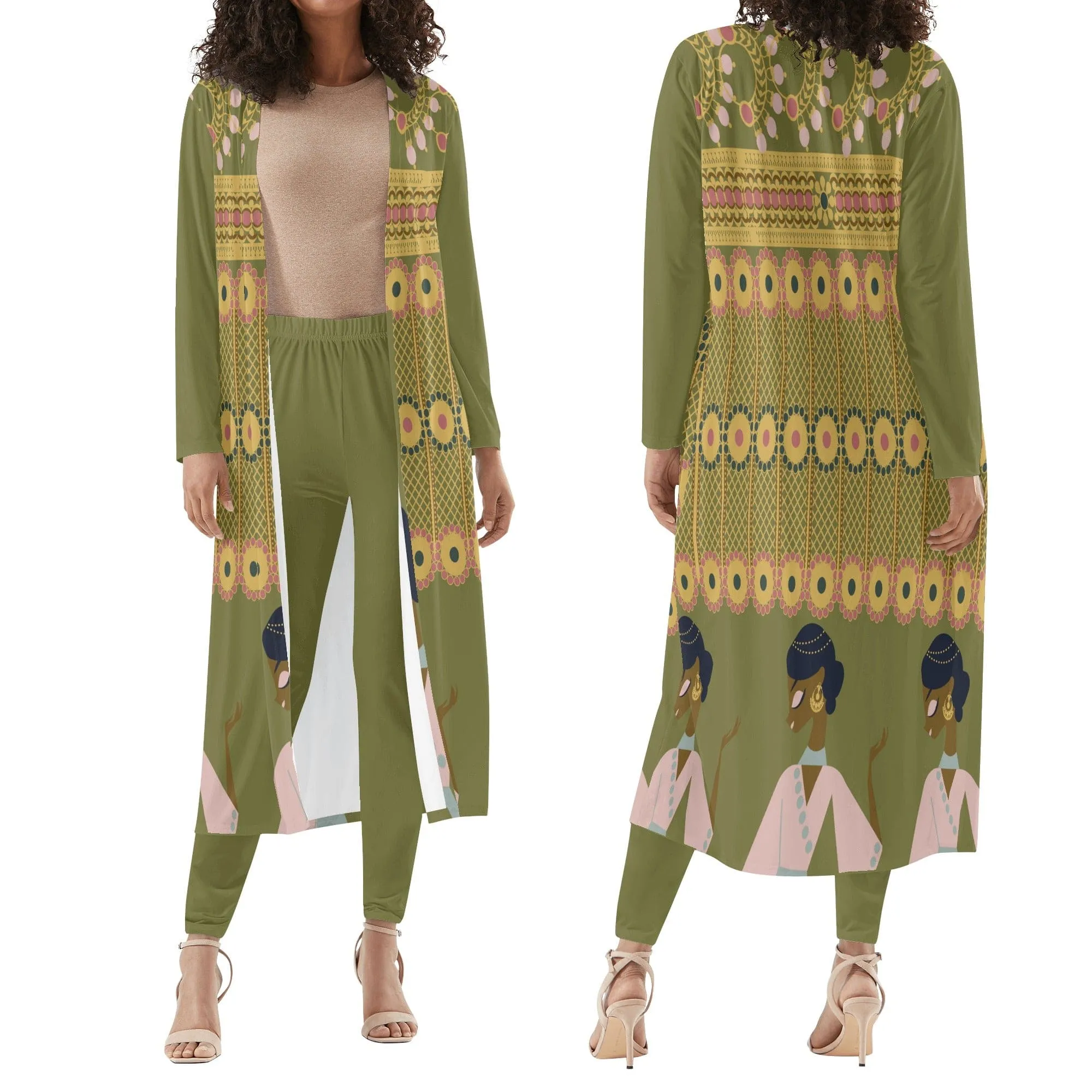 Touch of India Women's Long Sleeve Cardigan and Leggings Set