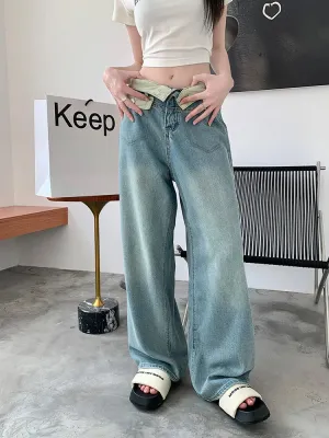 Vintage Korean Wide Leg Jeans