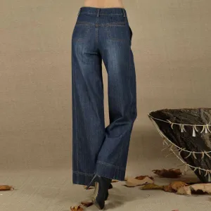 Vintage Straight Leg Wide Leg Jeans with Seam Front