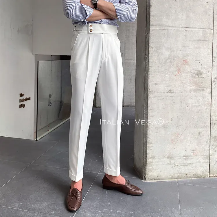 White Signature Buttoned Formal Gurkha Pants by ITALIAN VEGA®