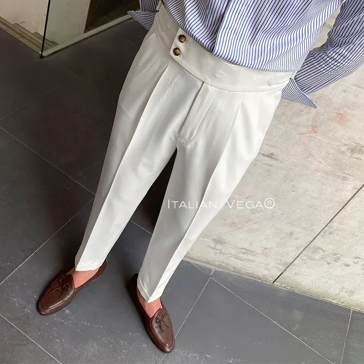 White Signature Buttoned Formal Gurkha Pants by ITALIAN VEGA®